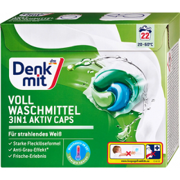 Denkmit Капсули для прання білих речей 3in1 Aktiv Caps 22шт
