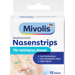 Mivolis Смужки для носа для полегшення дихання, проти хропіння 12 шт