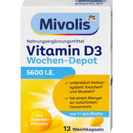 Mivolis Вітамін D3 5600 МО, м'які капсули з тижневим ефектом, 12 шт
