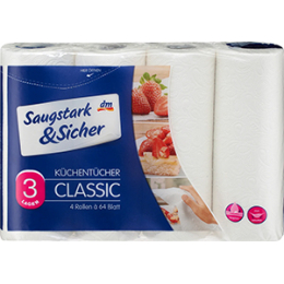 Saugstark Кухонний рулон Classic 3-слойний (4х64 аркуша), 4 шт