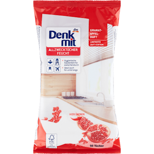 Denkmit Вологі серветки для прибирання Гранат 50 шт