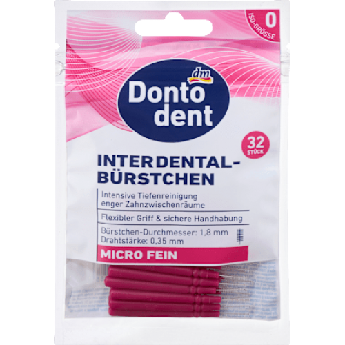 Dontodent Щітки міжзубні рожеві 0,35 мм ISO 0, 32 шт