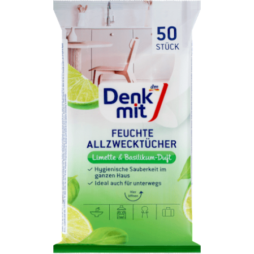 Denkmit Вологі серветки для прибирання  Лайм 50 шт