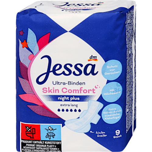 Jessa  Ультра прокладки Skin Comfort Night Plus, 9 шт