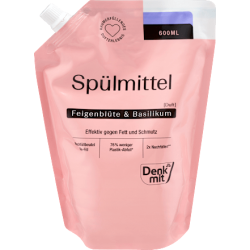 Denkmit Рідина для миття посуду з квітами інжиру та базиліком, змінний пакетик, 600 мл