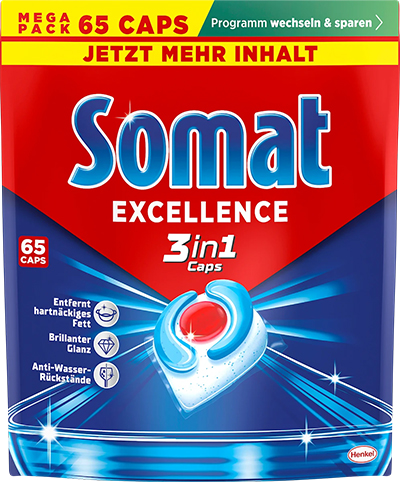 Somat Таблетки для посудомийної машини Excellence 3in1, 65 шт