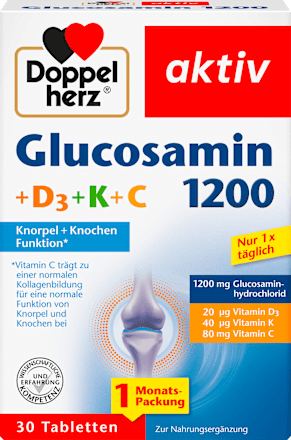 Doppelherz Глюкозамін 1200 + Вітамін K і D, 30 шт